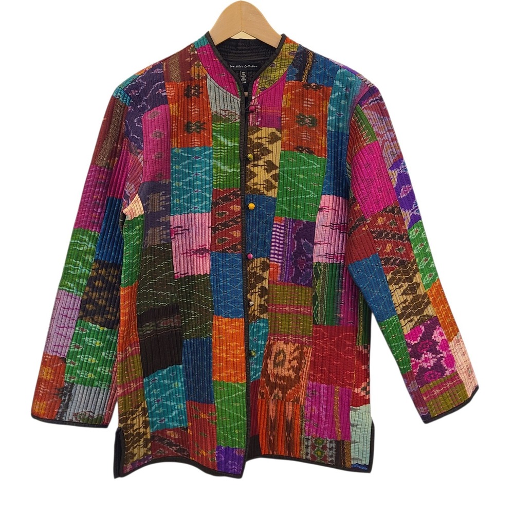 Sam Hiln Collection Colorful Reversible Quilted Patchwork Silk Jacket M Artsy‎